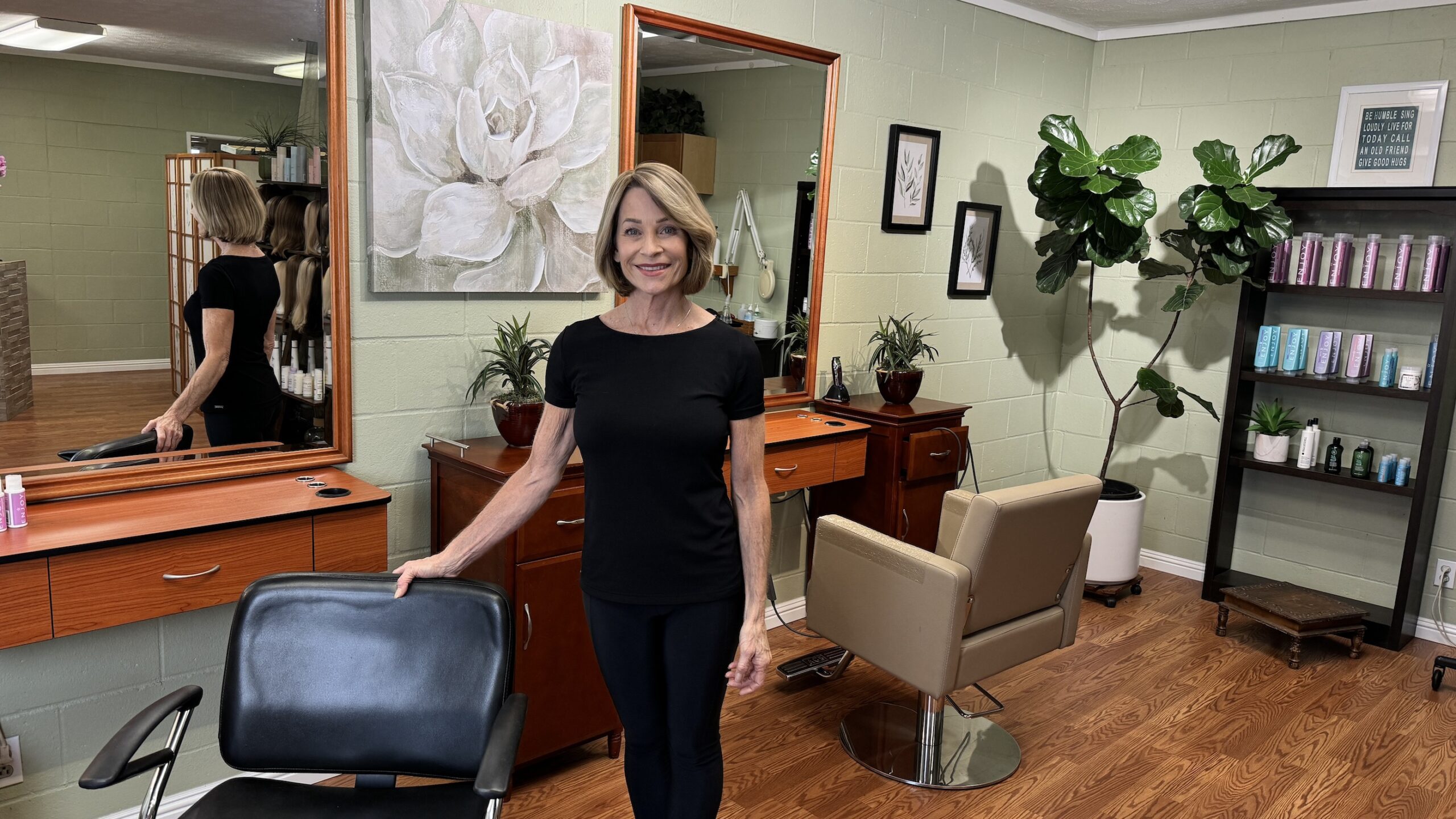 Photo of inside the Hair Salon and owner Lisa Shewman at Aloha Hair Design